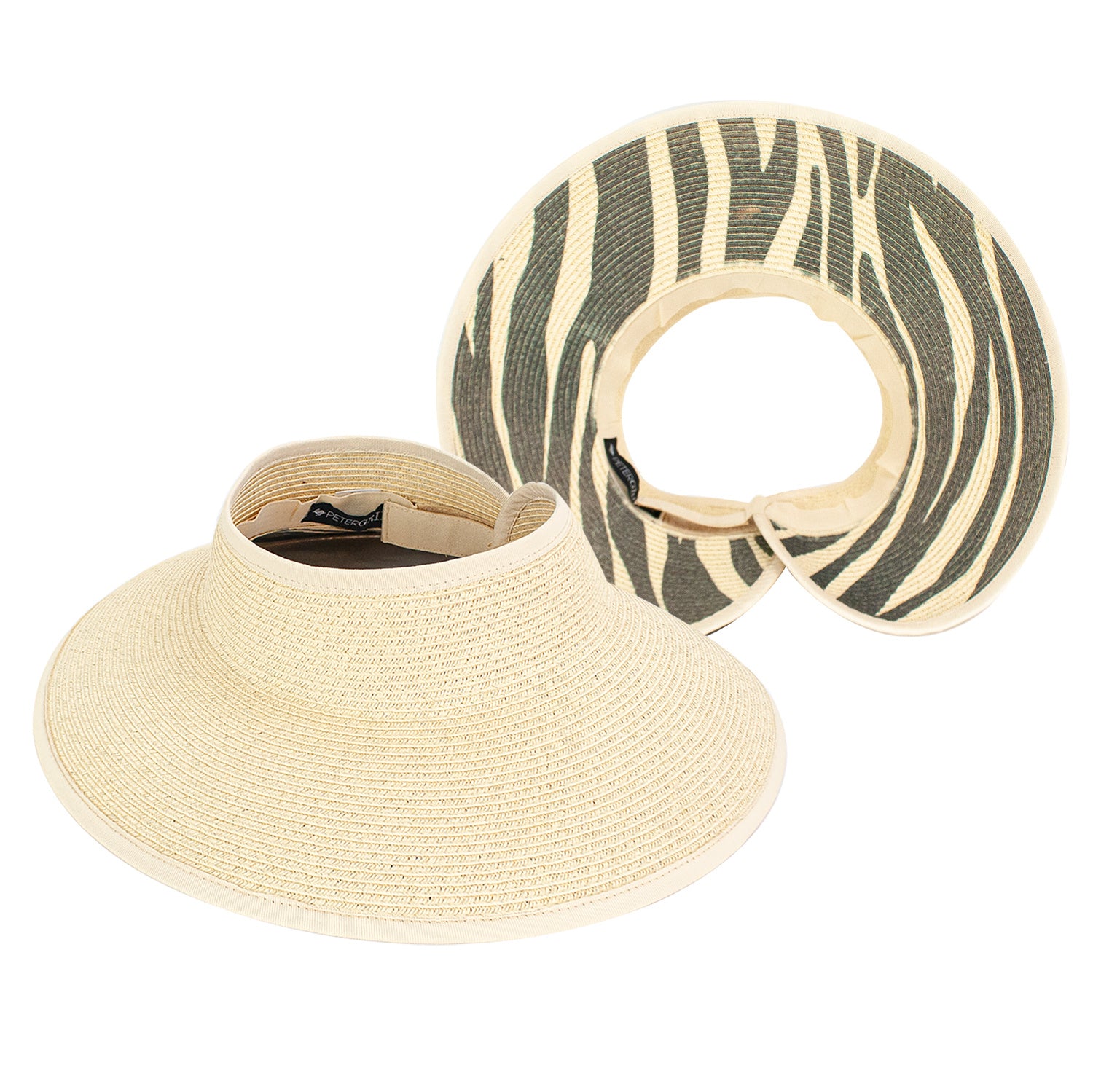 Striped Straw Polyester Visor Hat Doba Default